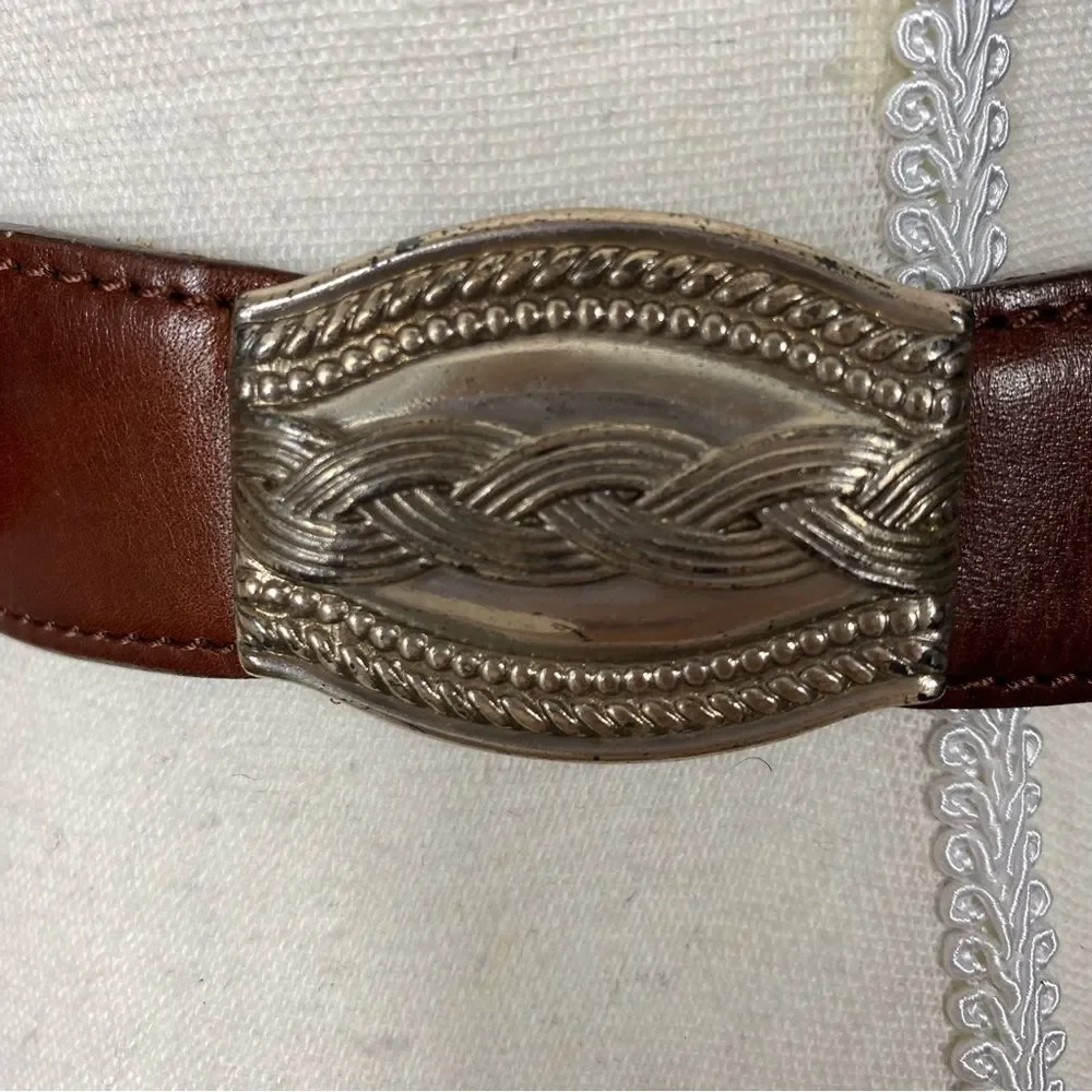 Fossil vintage leather and silver tone braided accents